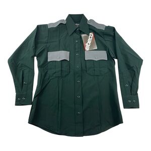 ELBECO CX360 SHIRT MEN’S S/S ZIP SHIRT STRETCH BLACK GRAY UNIFORM SIZE 32 NWT